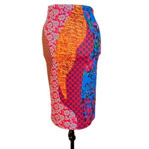 CLOVER CANYON "How High" Multi Floral Neoprene Bodycon Midi Pencil Skirt Sz XS/S